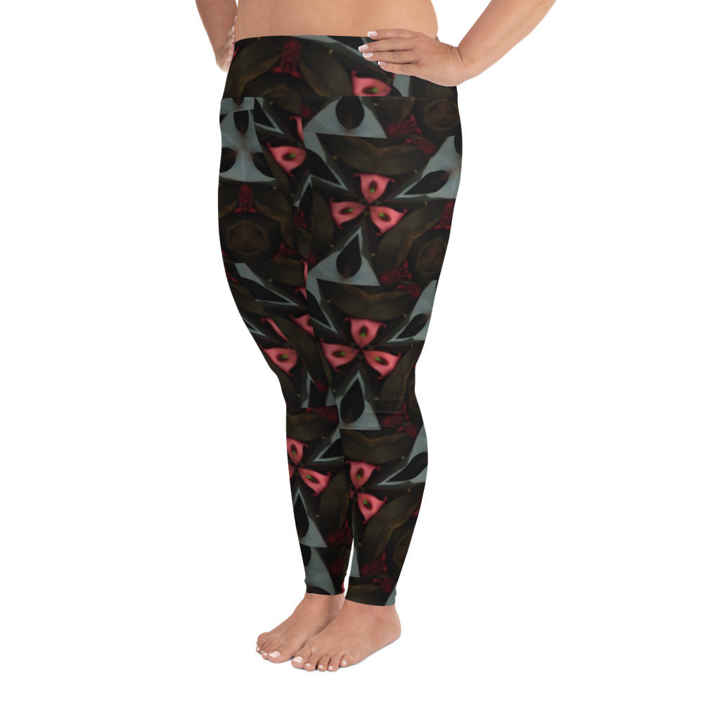 Pink & Black All-Over Print Plus Size Leggings