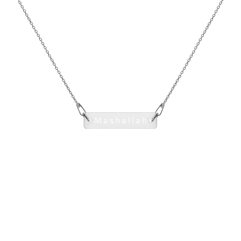 "Mashallah" Engraved Silver Bar Chain Necklace