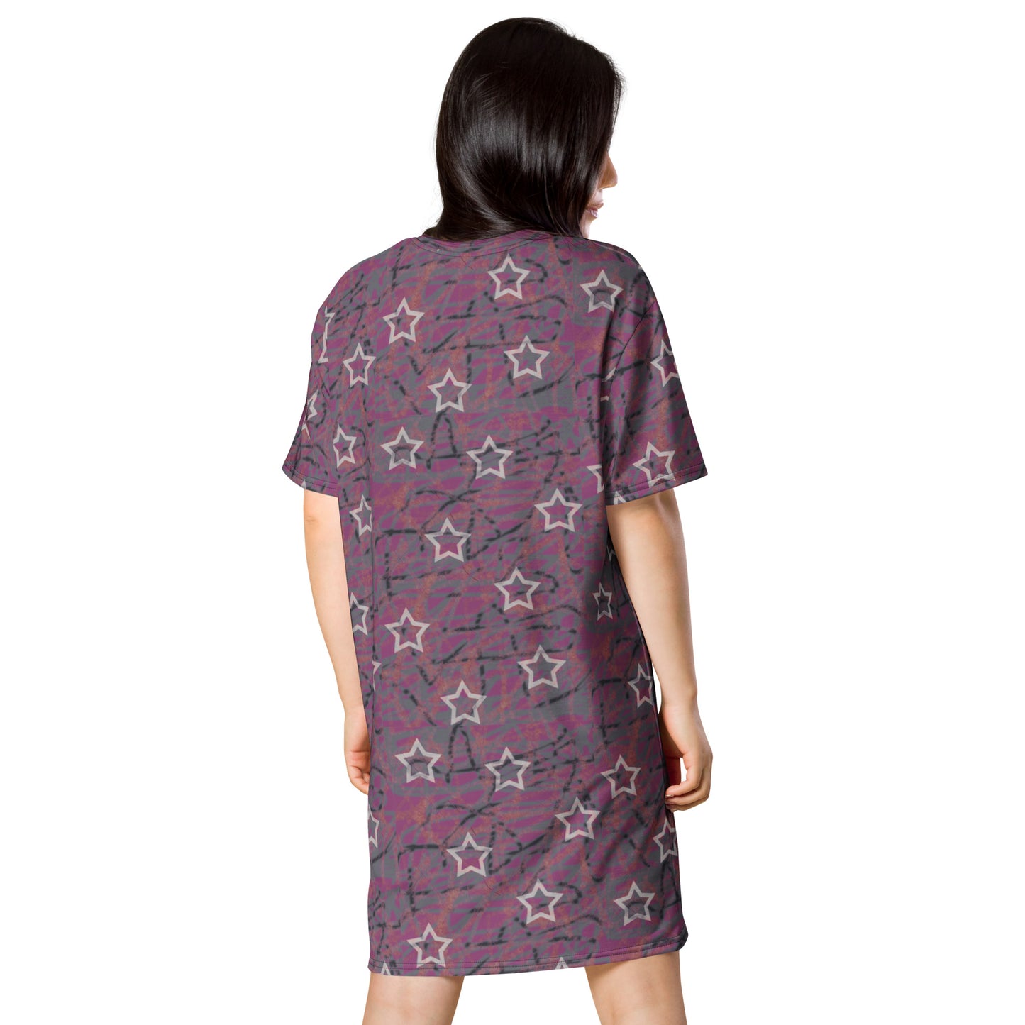 Stars mauve w/dog T-shirt dress