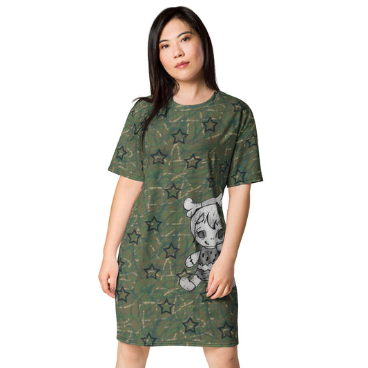 Stars army green w/Pebbles T-shirt dress