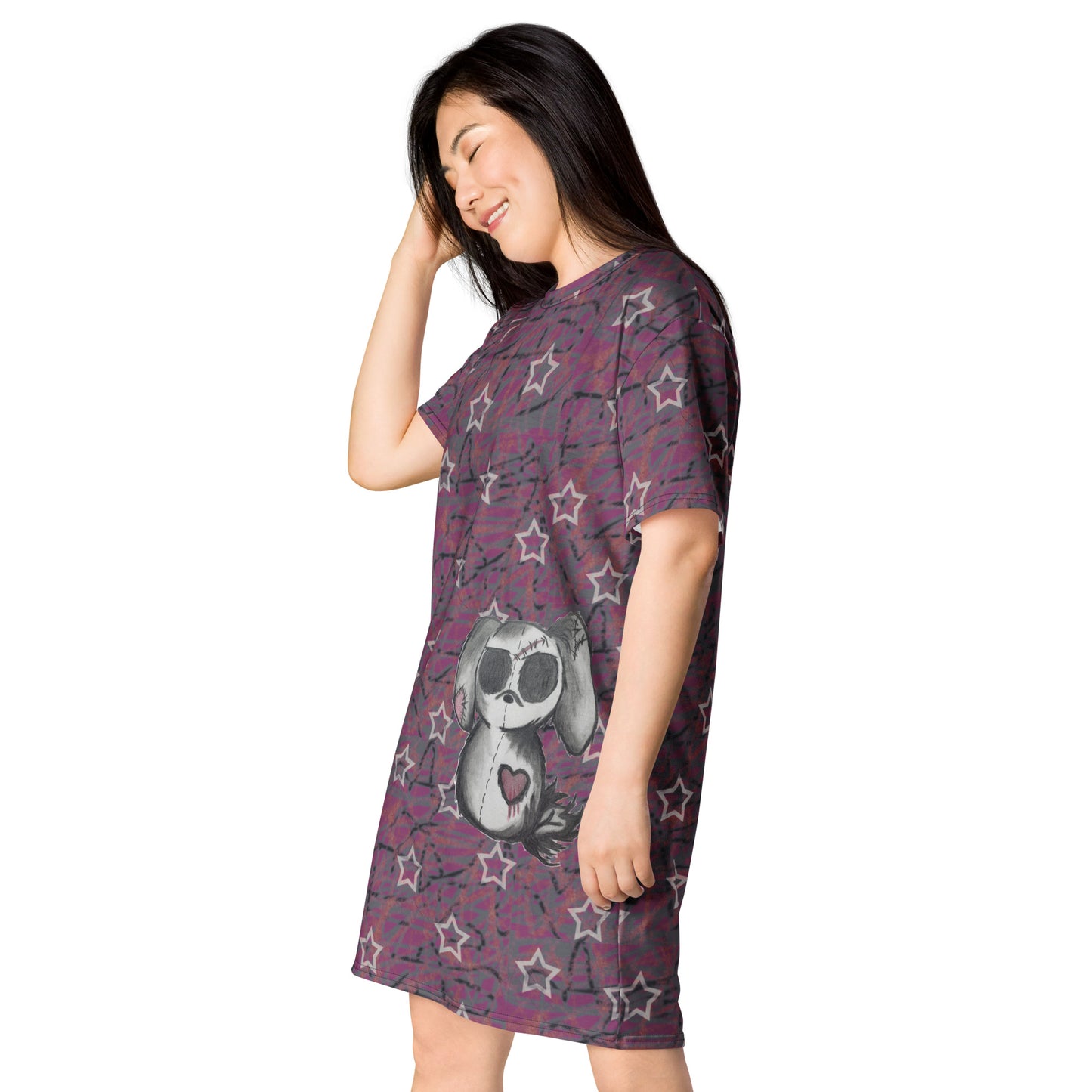 Stars mauve w/dog T-shirt dress