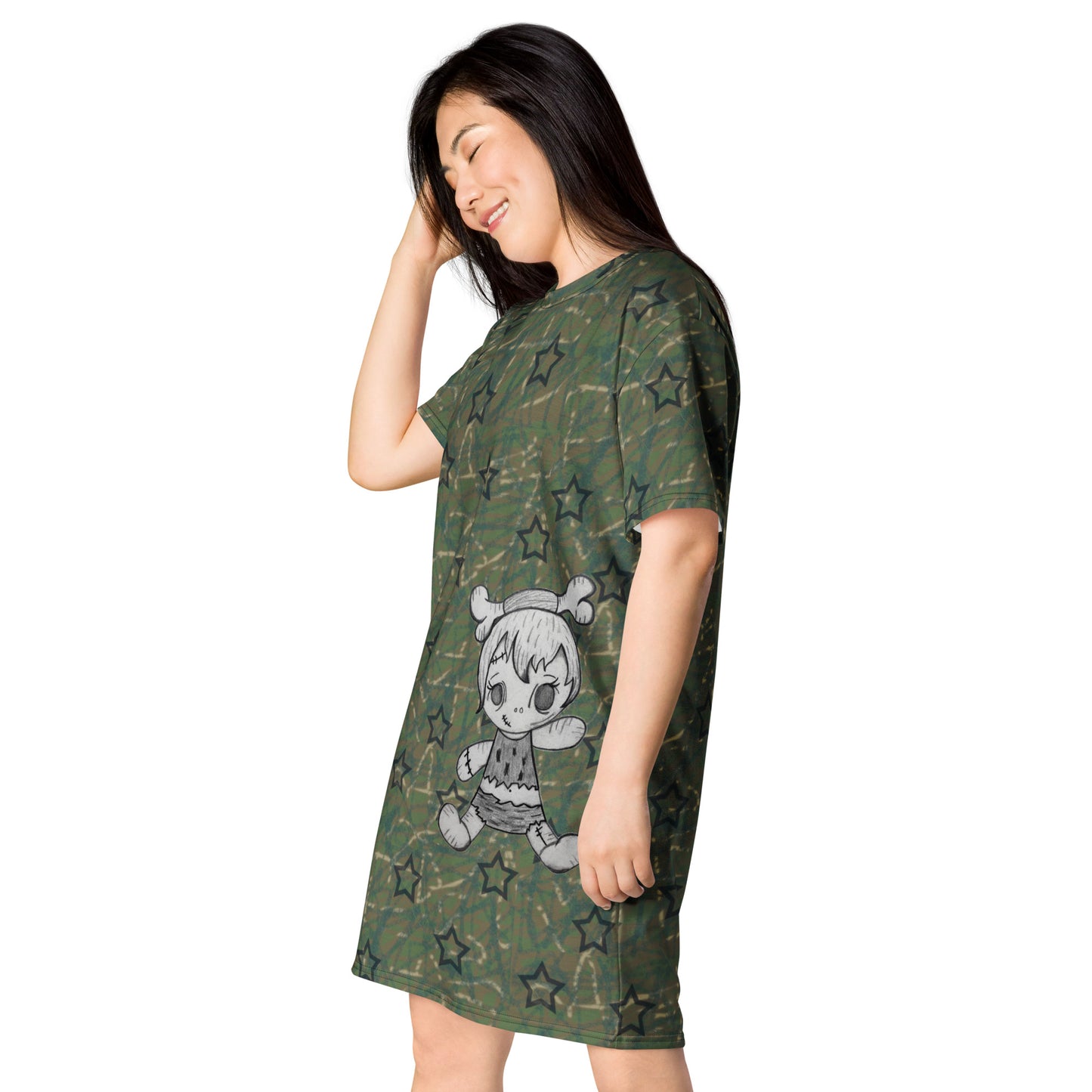 Stars army green w/Pebbles T-shirt dress