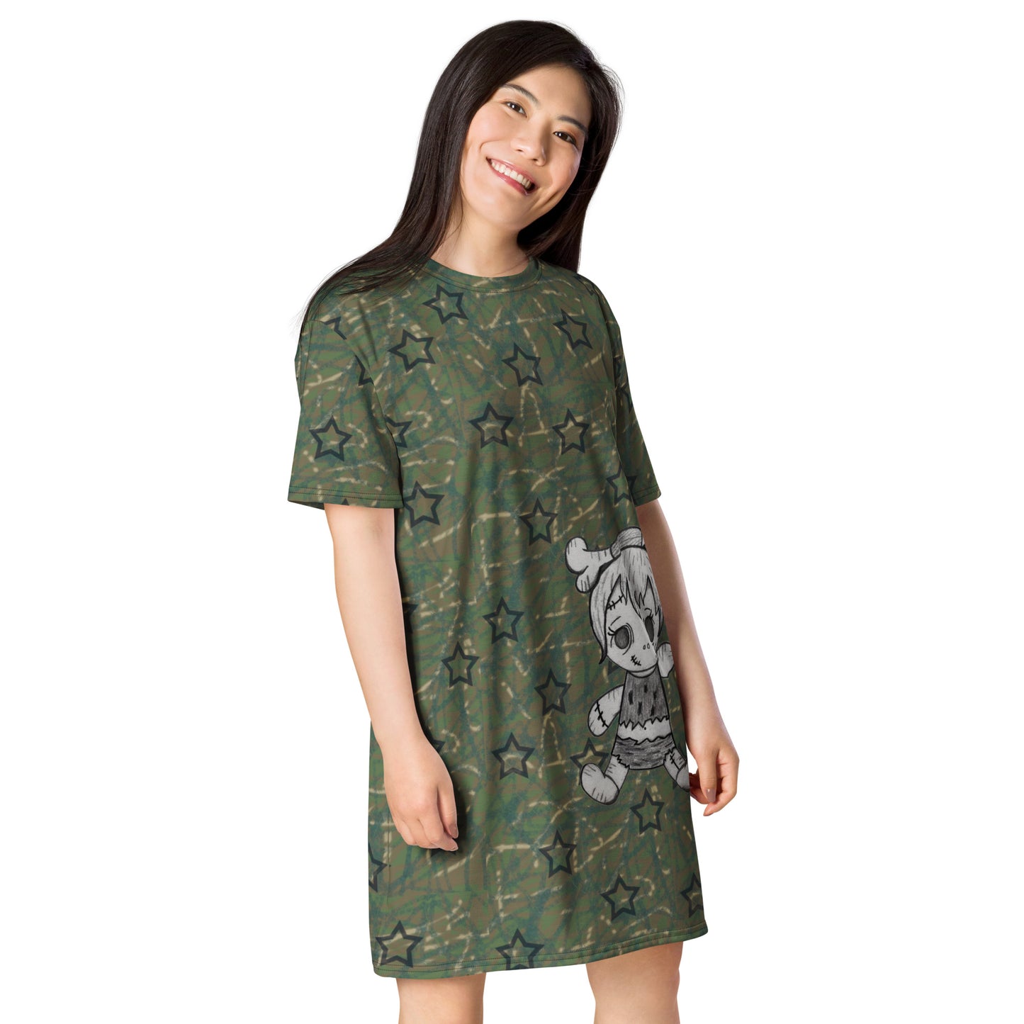 Stars army green w/Pebbles T-shirt dress