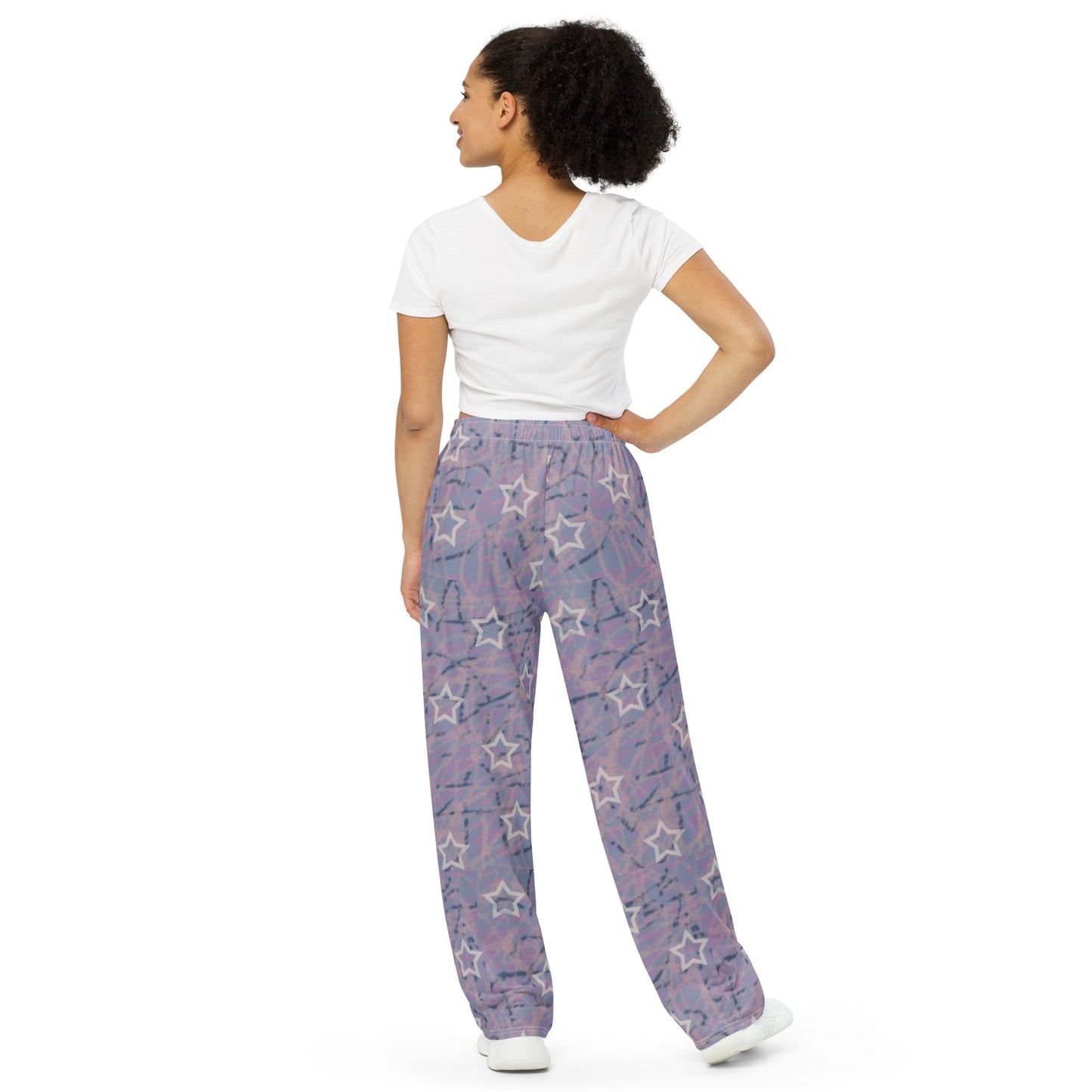 Stars purple All-over print unisex wide-leg pants