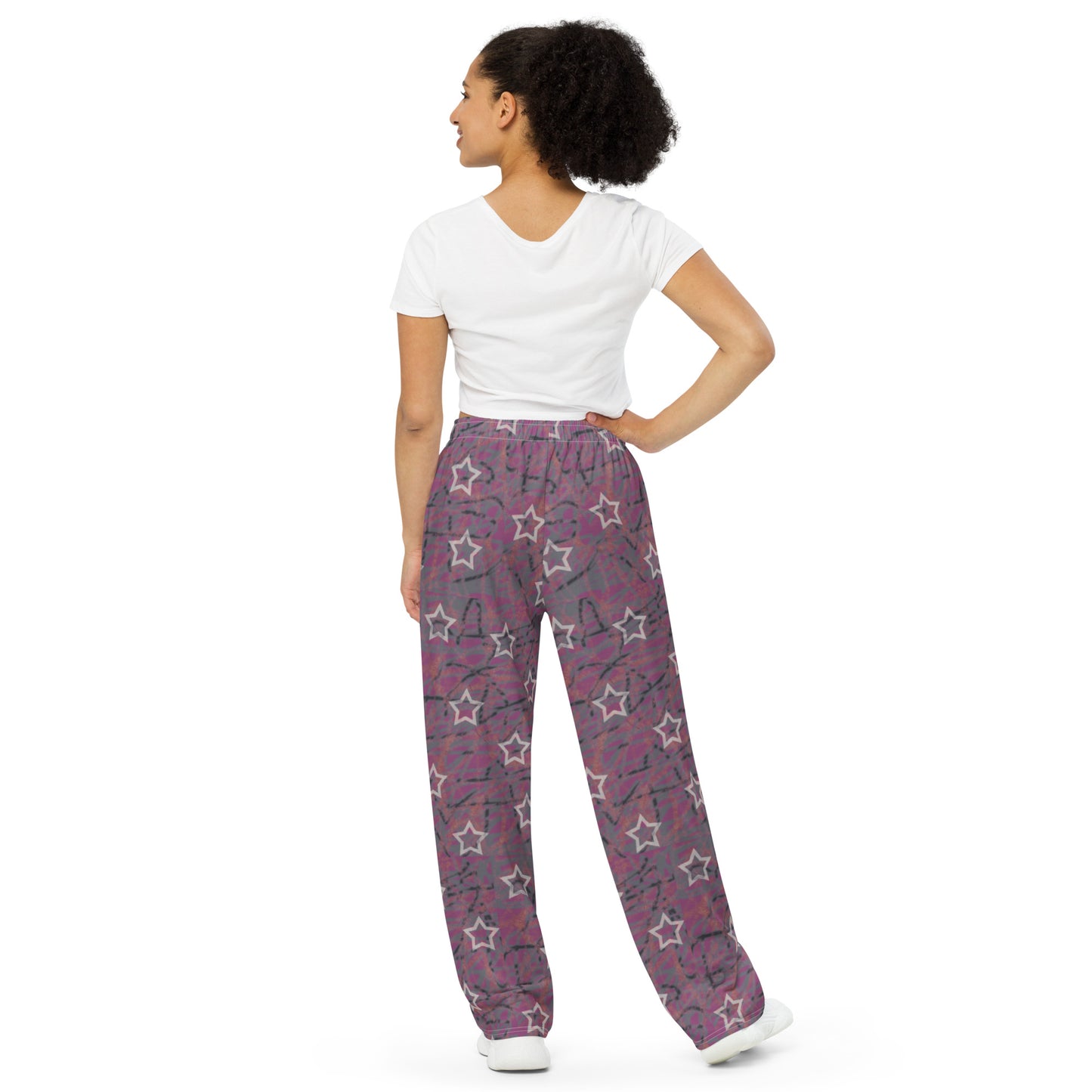 Stars mauve All-over print unisex wide-leg pants