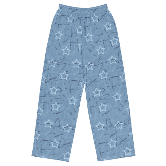 Stars blue All-over print unisex wide-leg pants