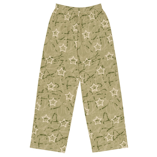 Stars green All-over print unisex wide-leg pants