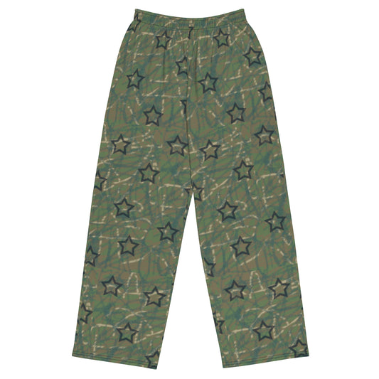 Stars army green All-over print unisex wide-leg pants