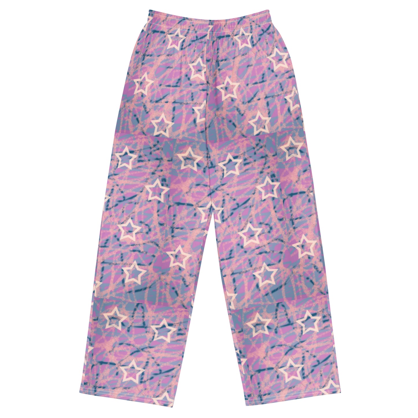 Stars pink All-over print unisex wide-leg pants