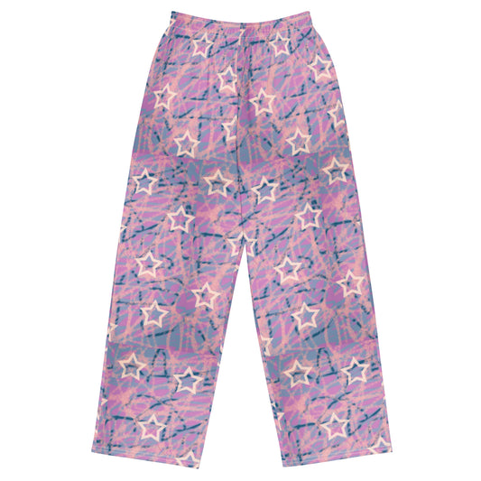 Stars pink All-over print unisex wide-leg pants