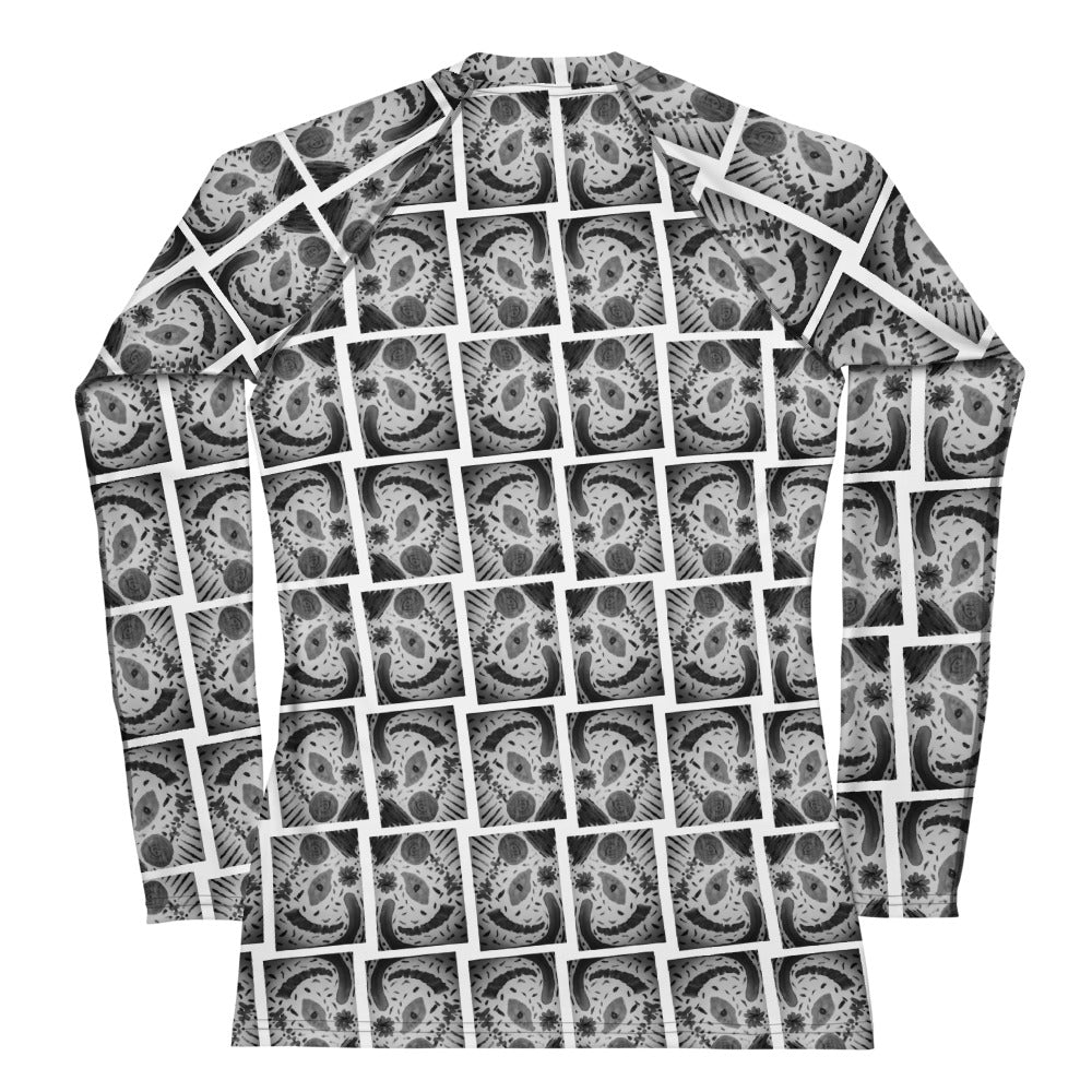 B&W Sym Happiness Women's Rash Guard