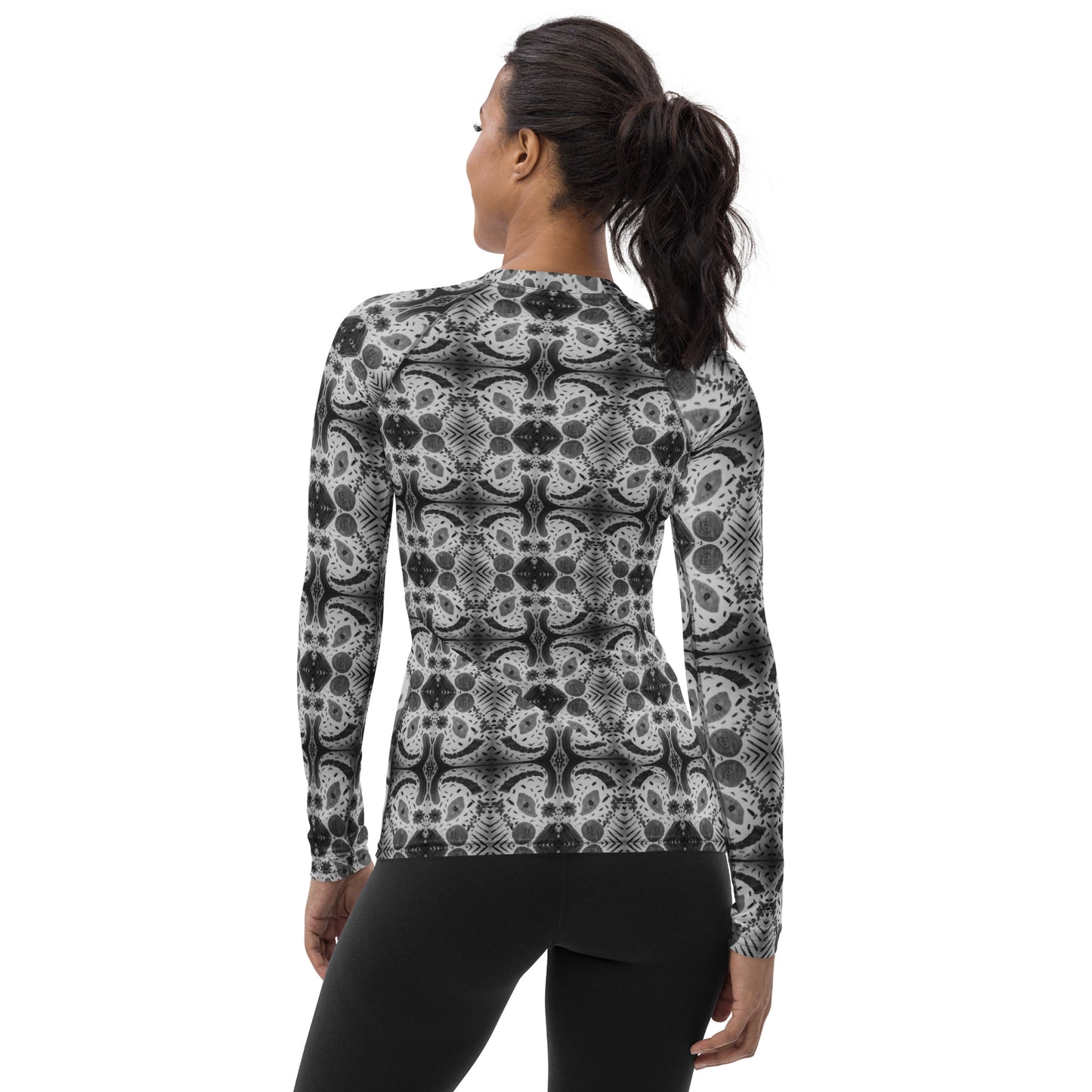 B&W Fancy Happiness w/GP Women's Rash Guard