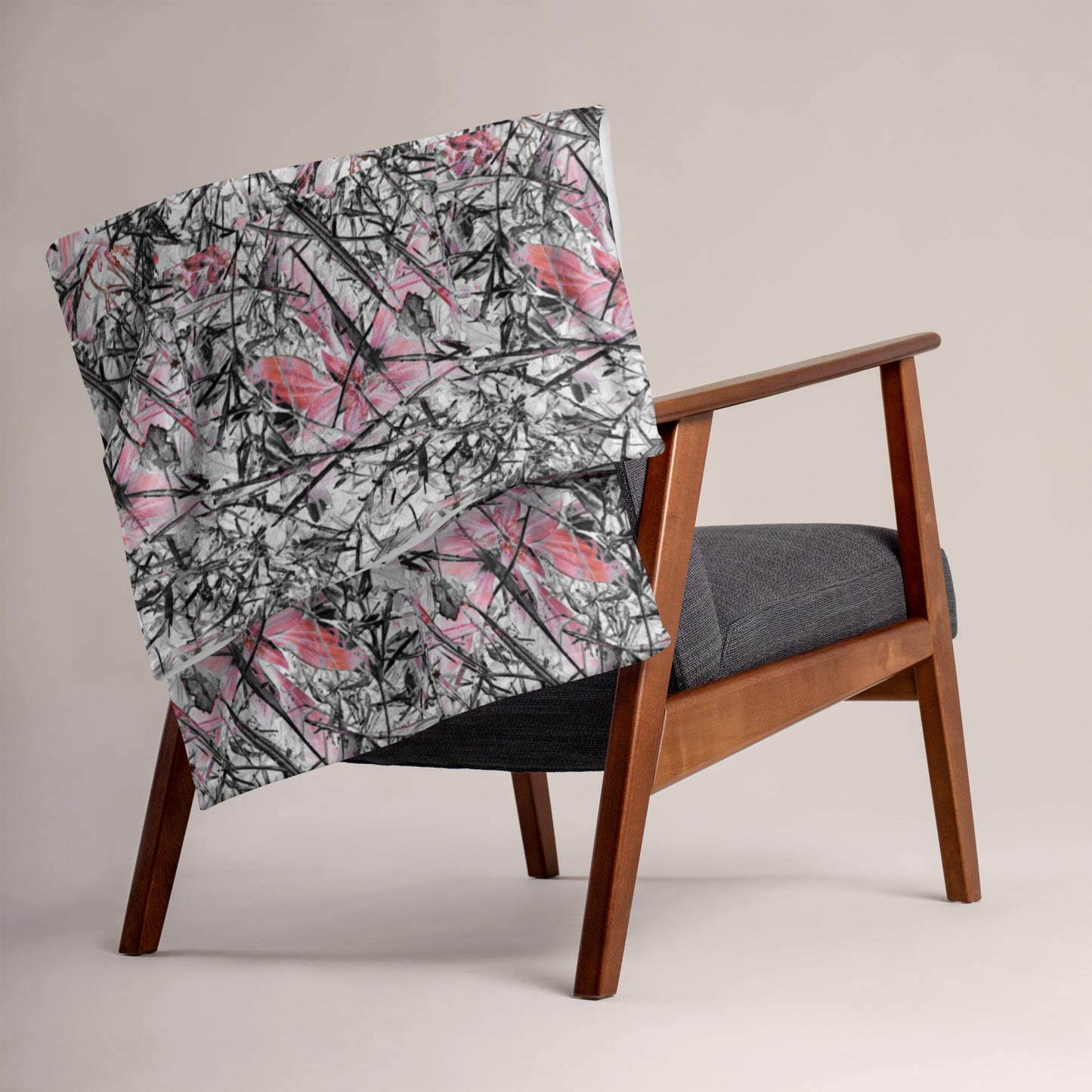 Nature by BL grey and pink Throw Blanket