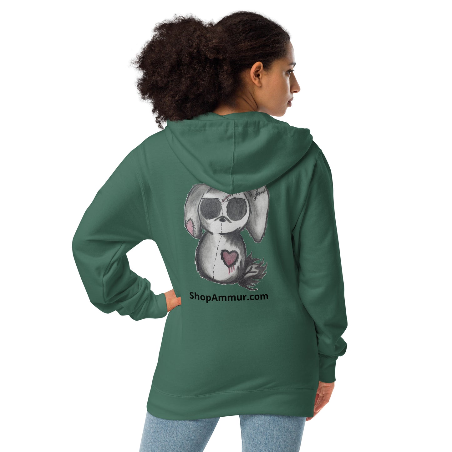 Ammur Logo w/Dog Unisex fleece zip up hoodie