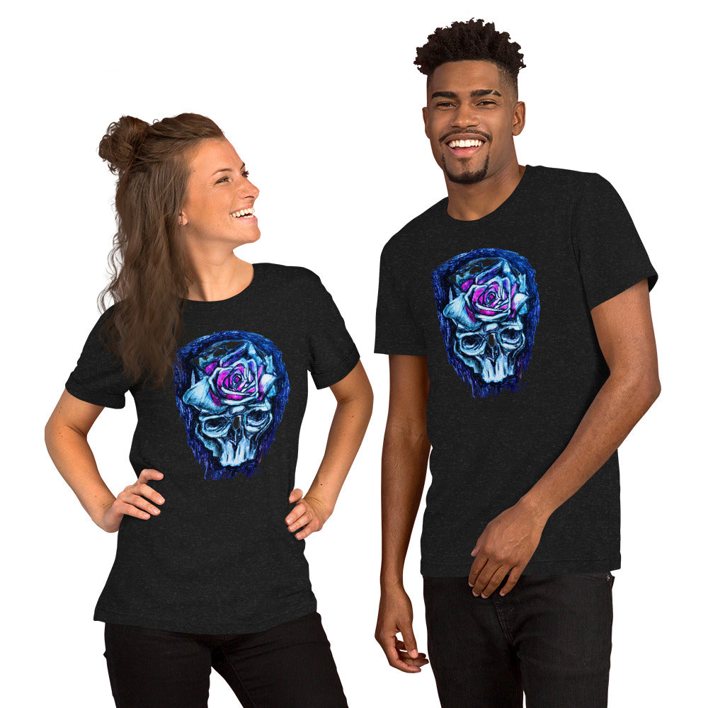 DP Skull wRose blue Unisex t-shirt