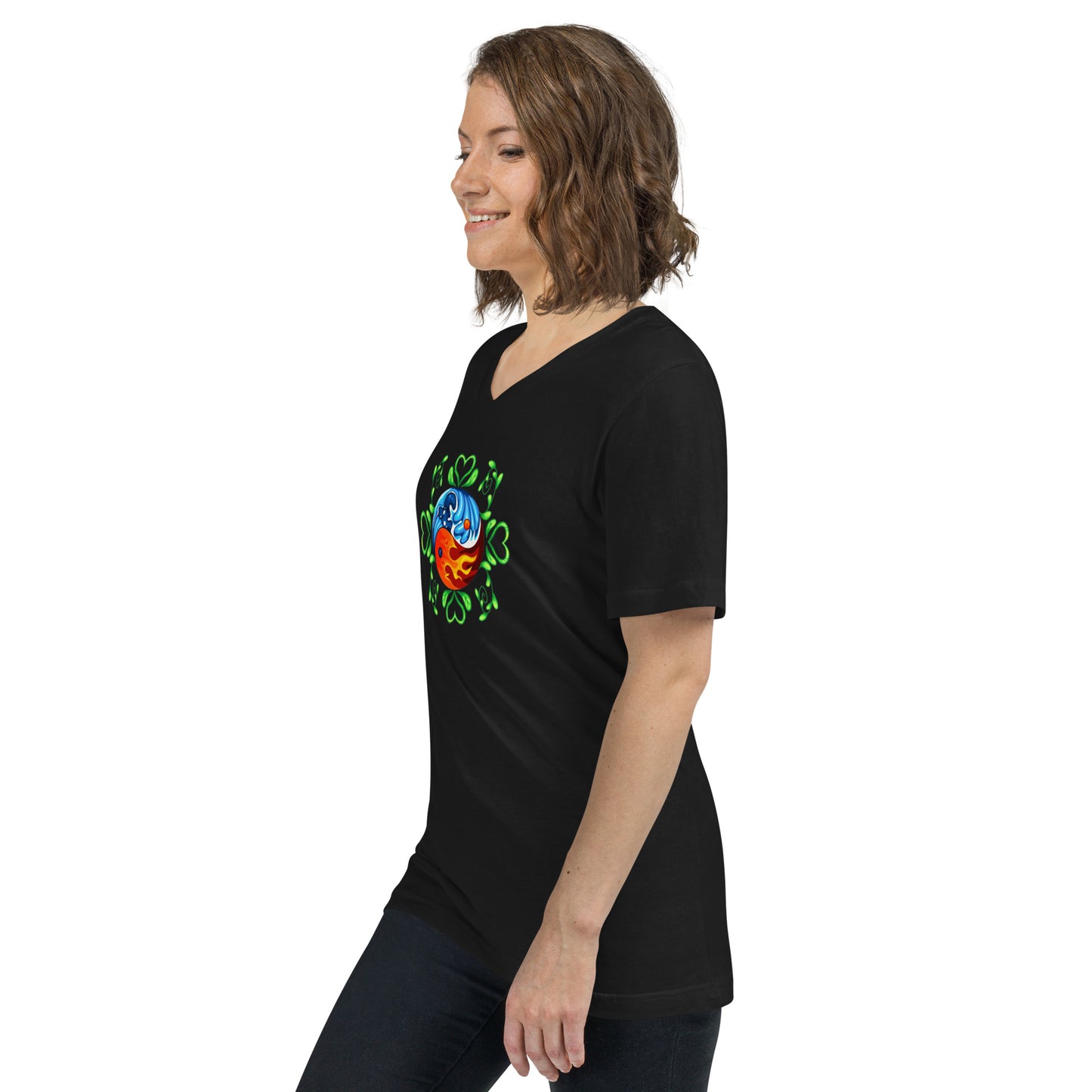 Yin Yang Unisex Short Sleeve V-Neck T-Shirt