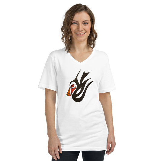 Tribal Bird black Unisex Short Sleeve V-Neck T-Shirt