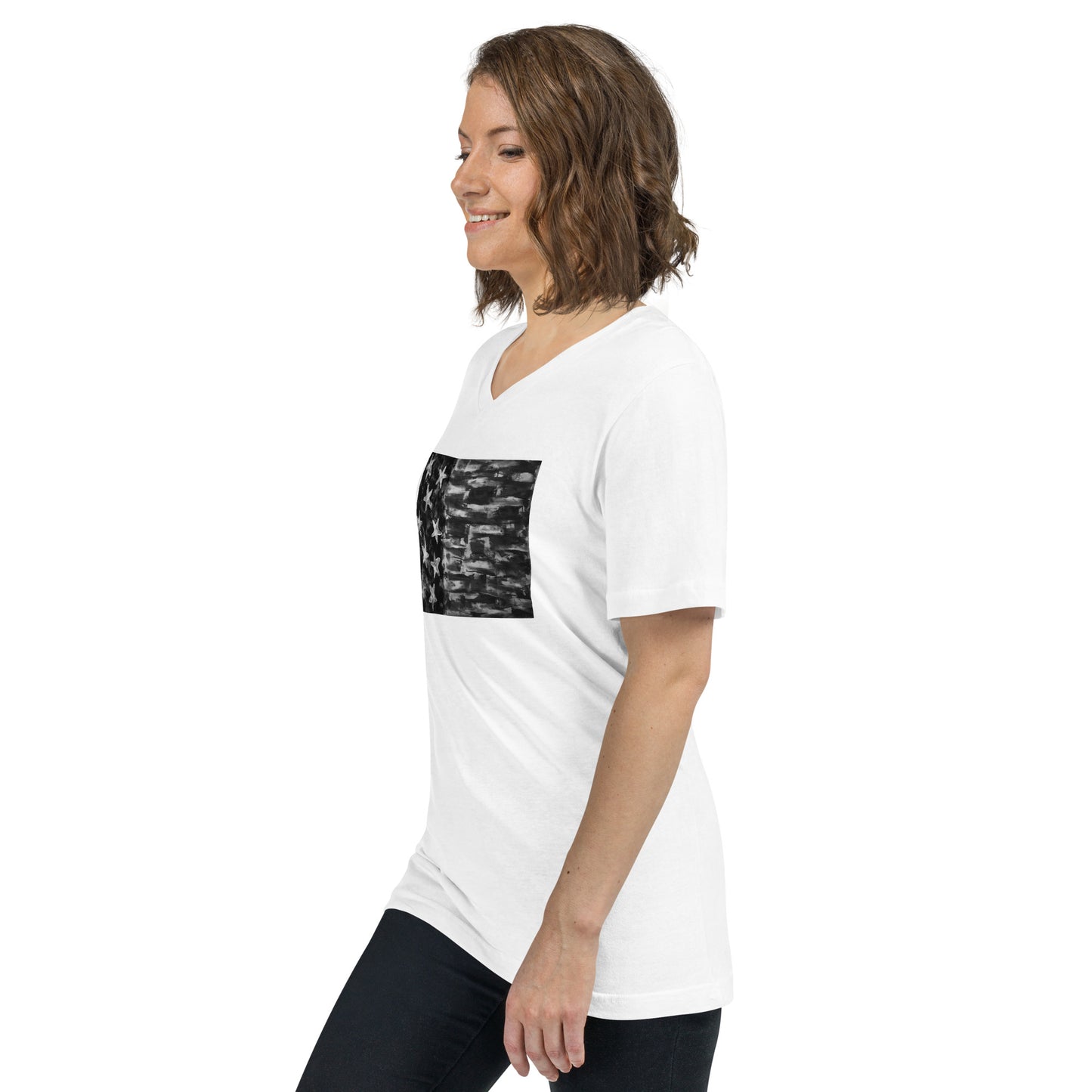 USA B&W Unisex Short Sleeve V-Neck T-Shirt