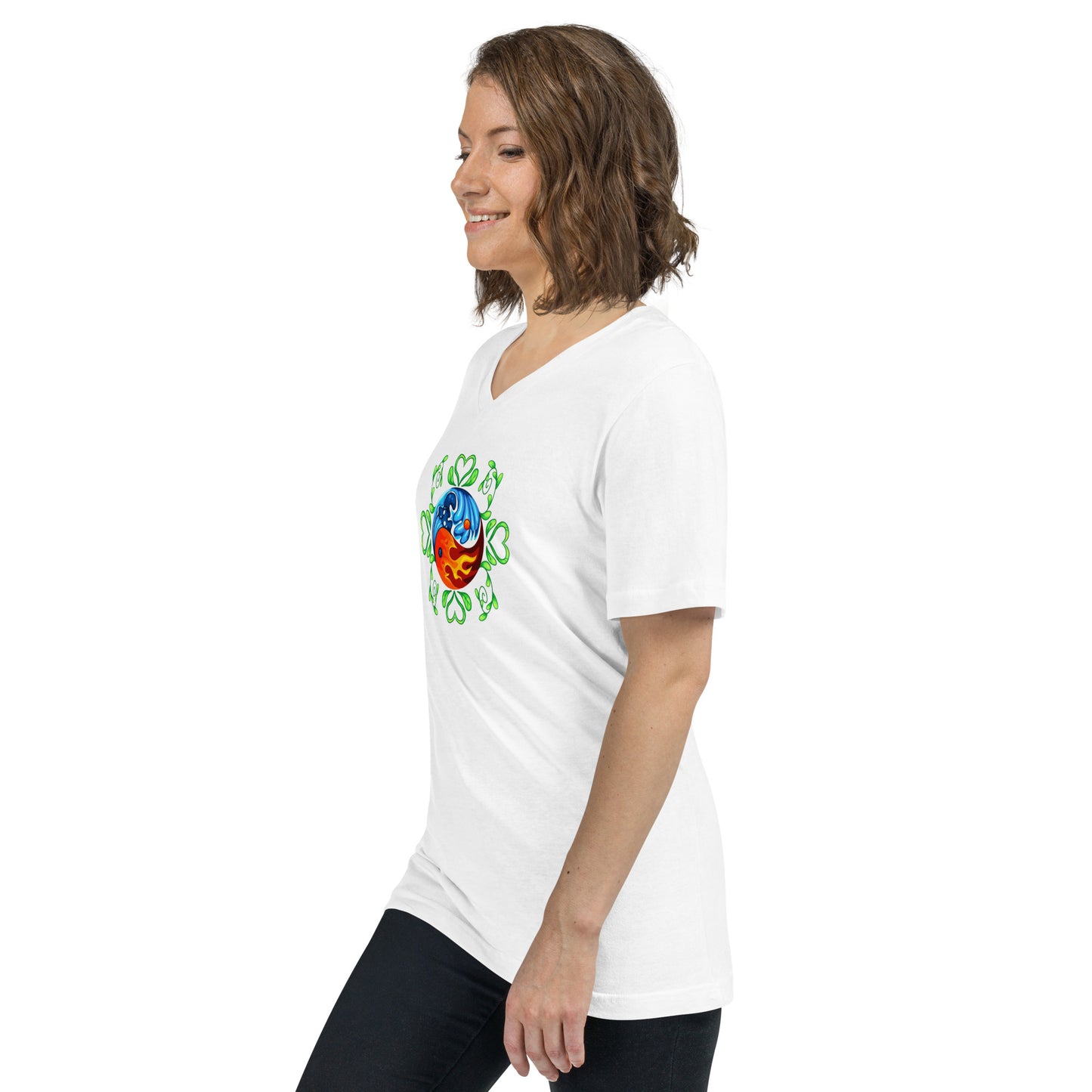 Yin Yang Unisex Short Sleeve V-Neck T-Shirt