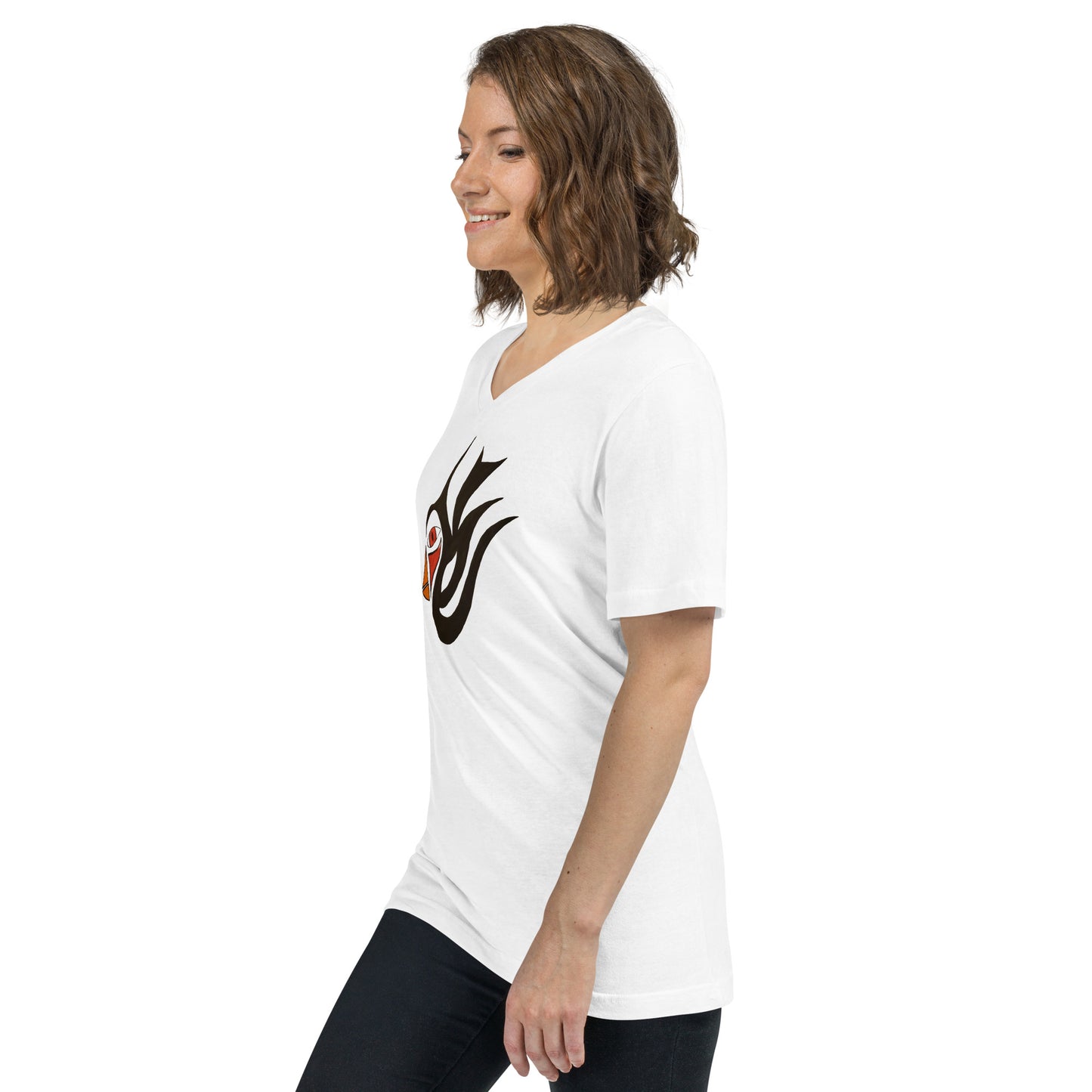 Tribal Bird black Unisex Short Sleeve V-Neck T-Shirt