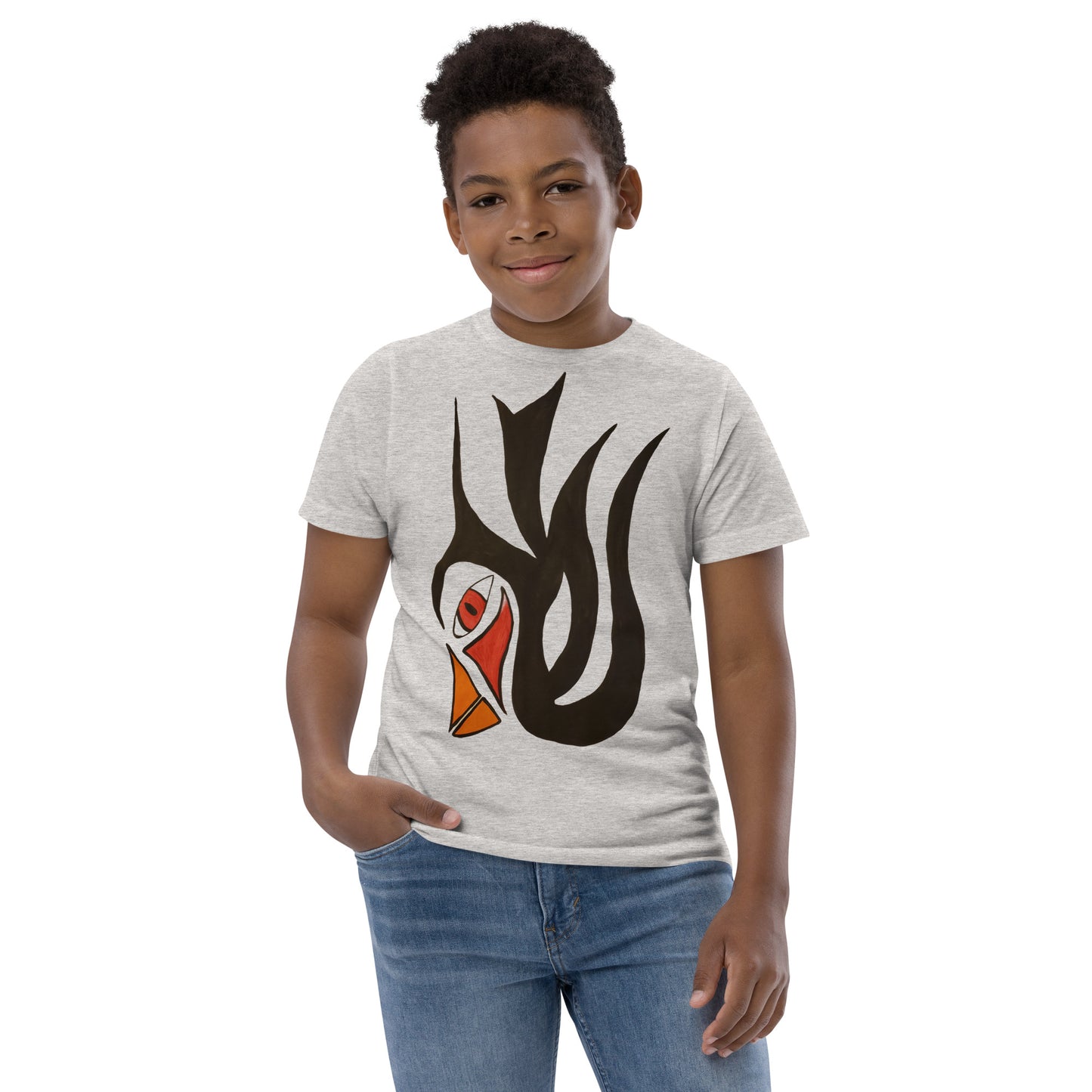 Tribal Bird black Youth jersey t-shirt