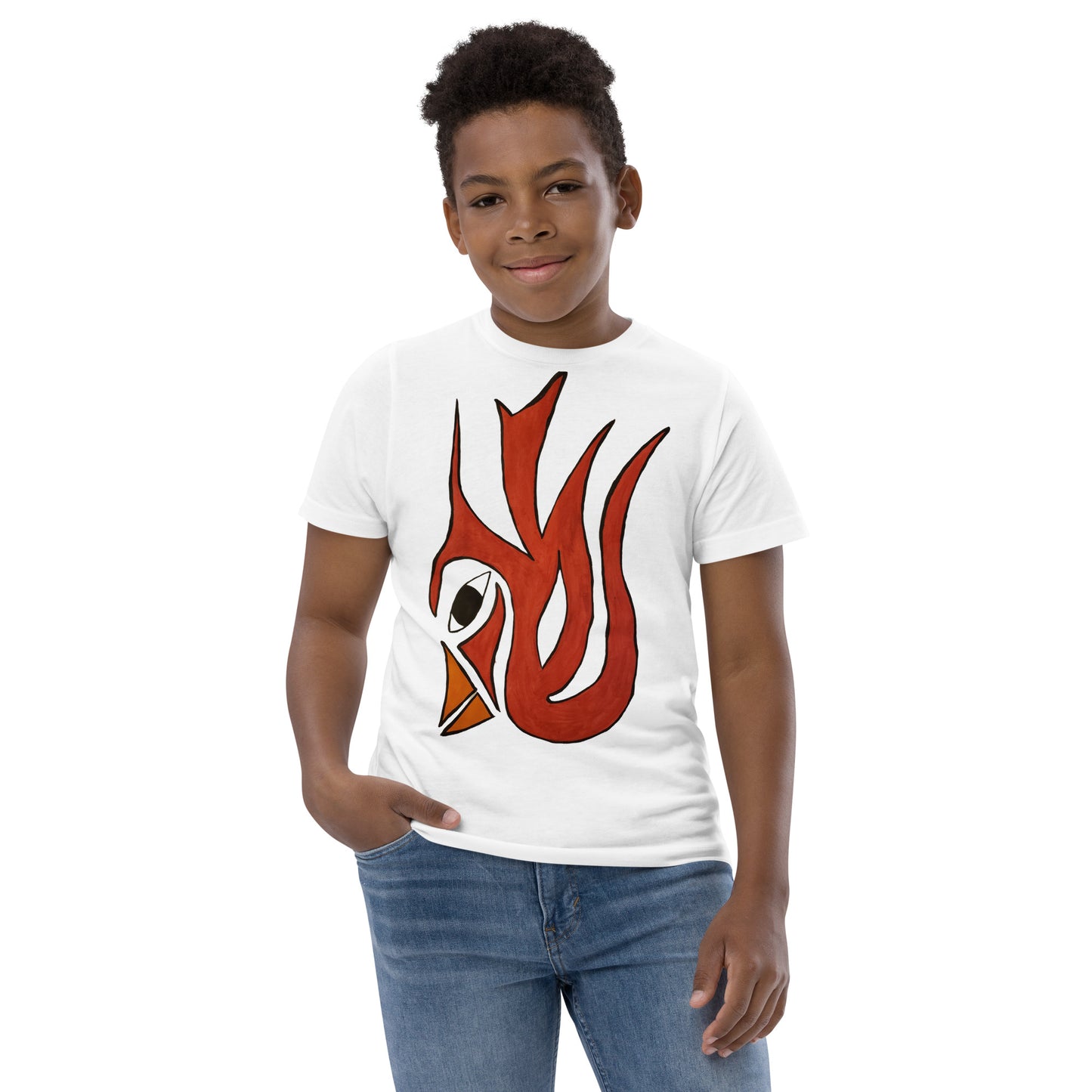 Tribal Bird red Youth jersey t-shirt