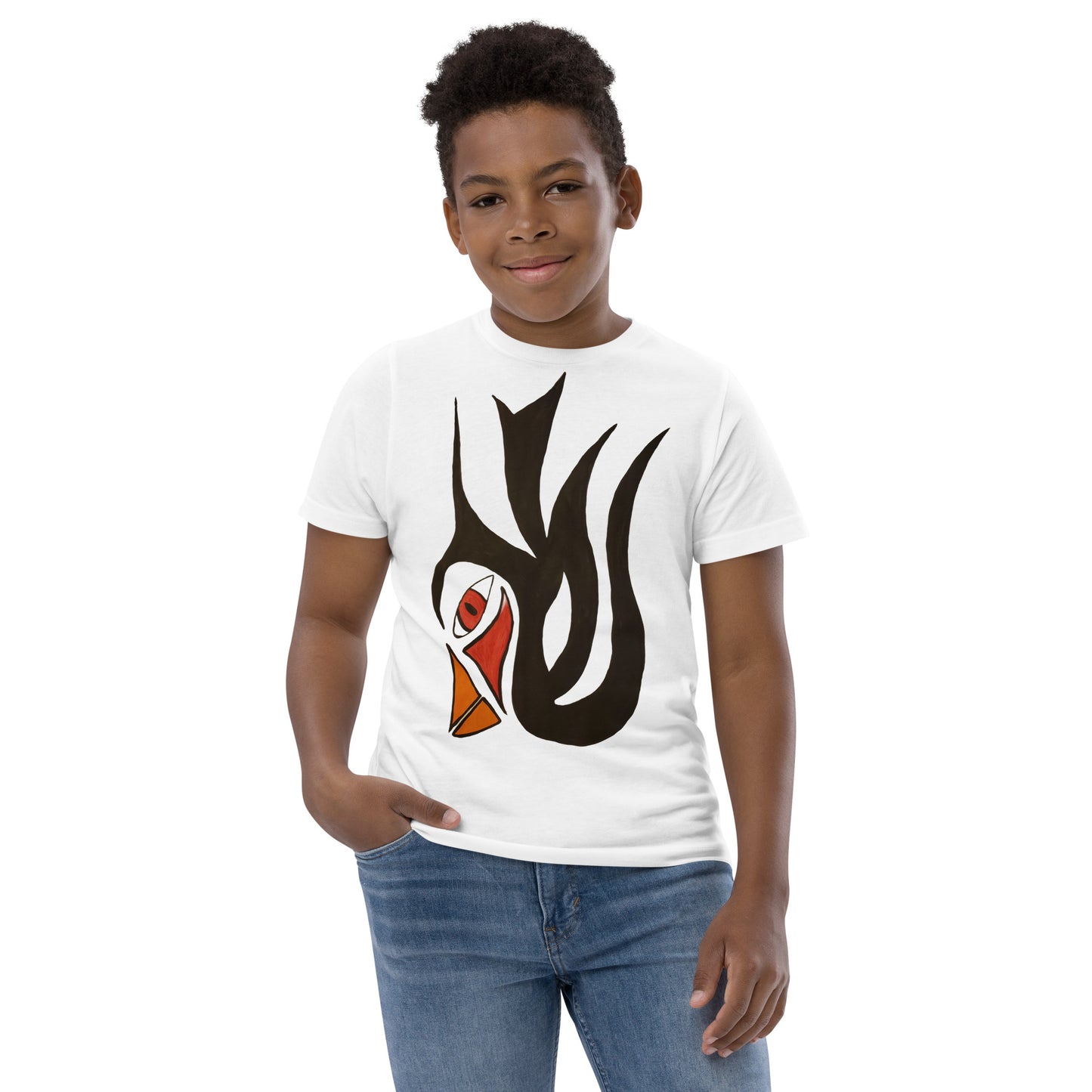 Tribal Bird black Youth jersey t-shirt