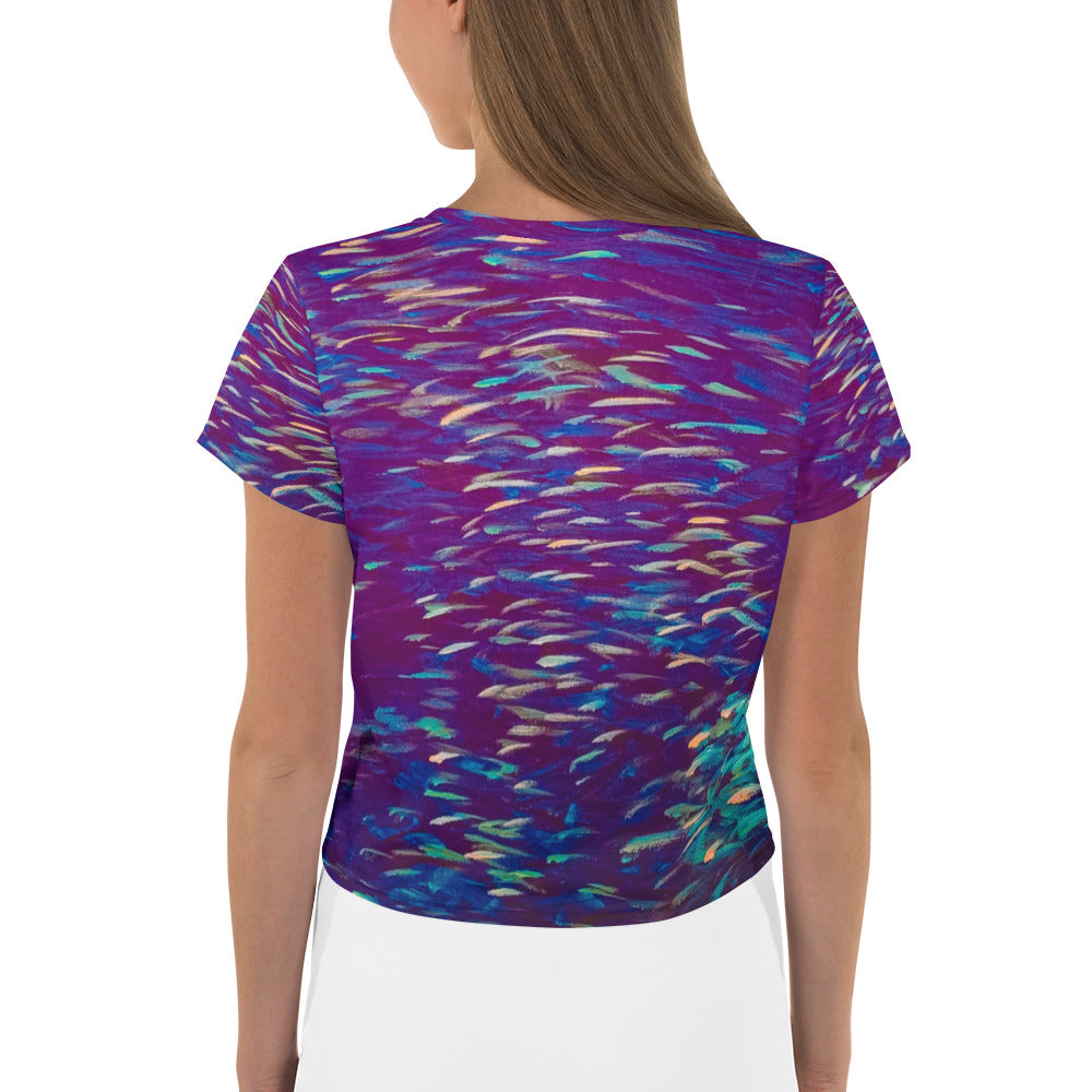 Fish Purple Multicolor Crop Tee