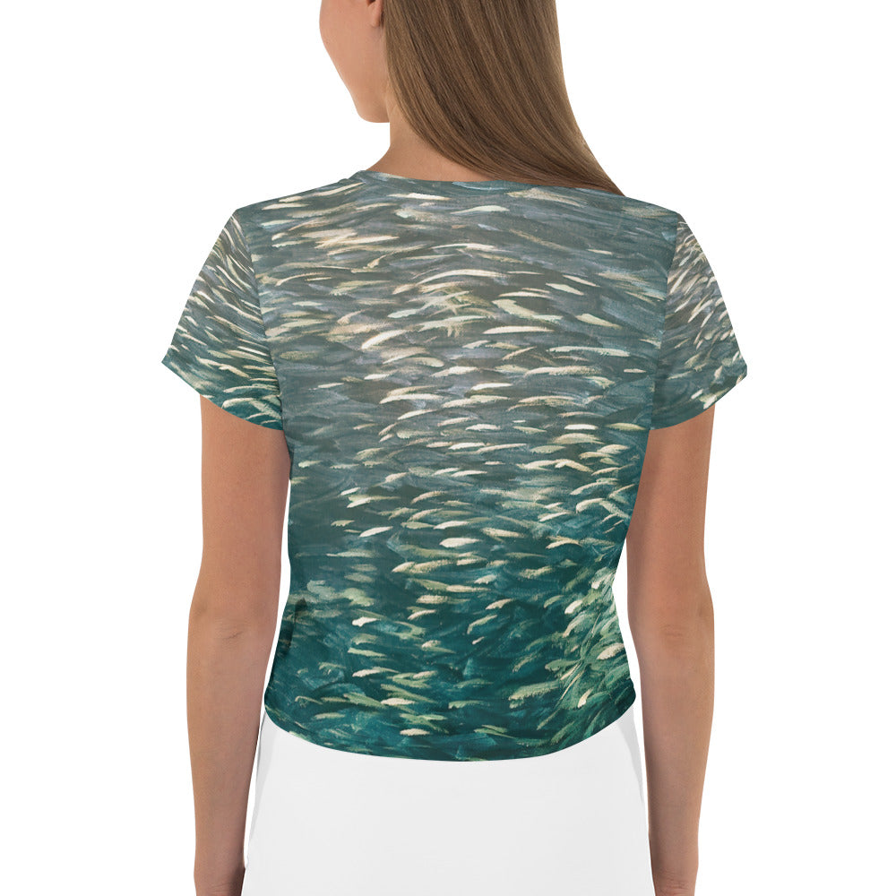 Fish Green Crop Tee