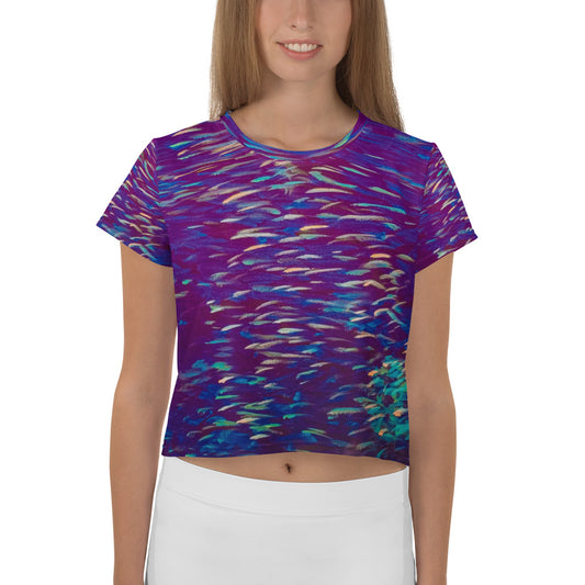 Fish Purple Multicolor Crop Tee