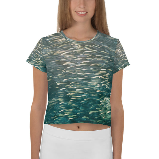 Fish Green Crop Tee