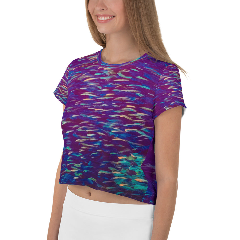 Fish Purple Multicolor Crop Tee