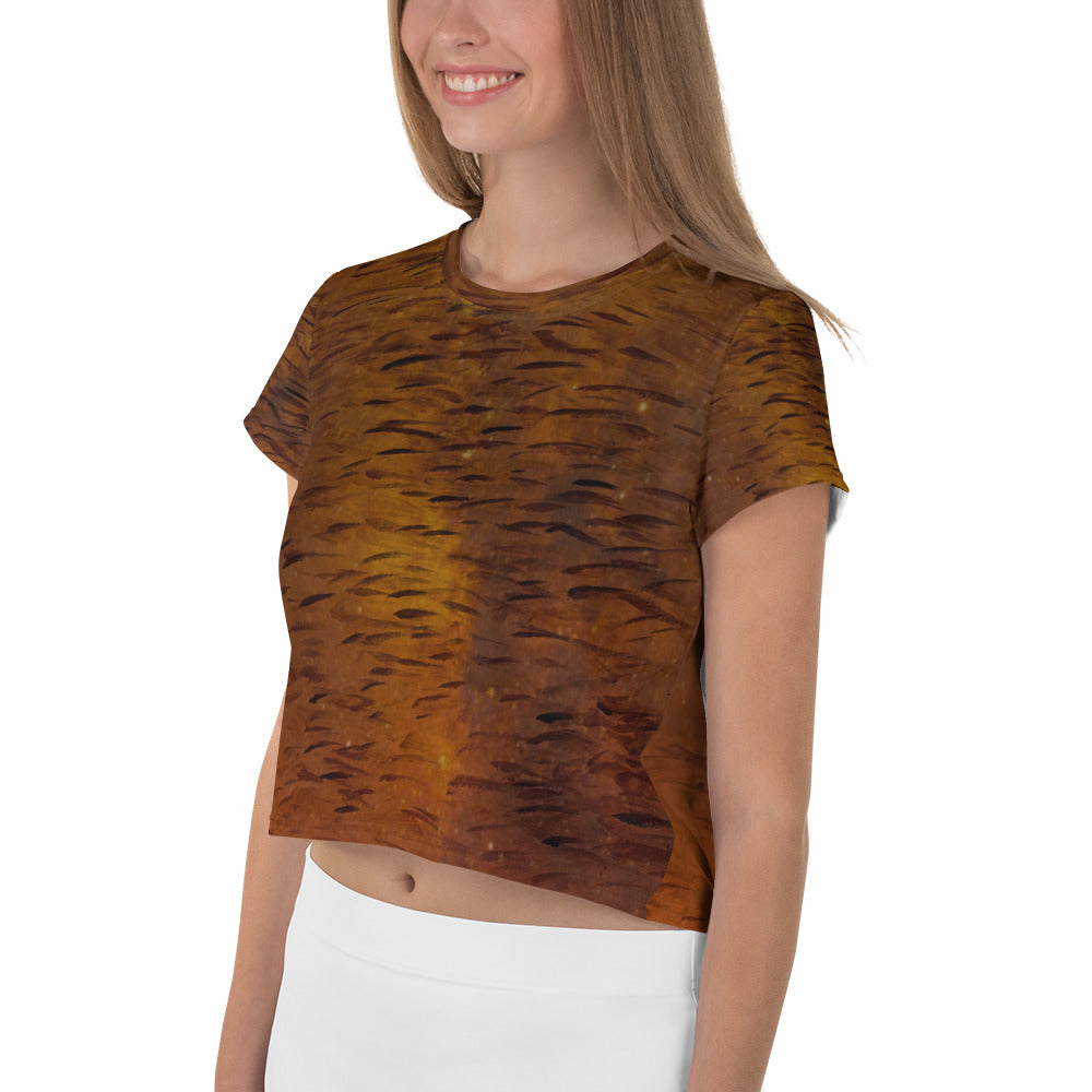 Fish Brown Crop Tee