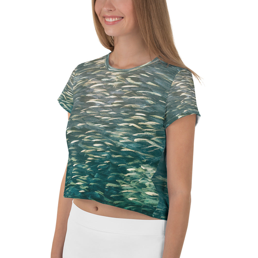 Fish Green Crop Tee