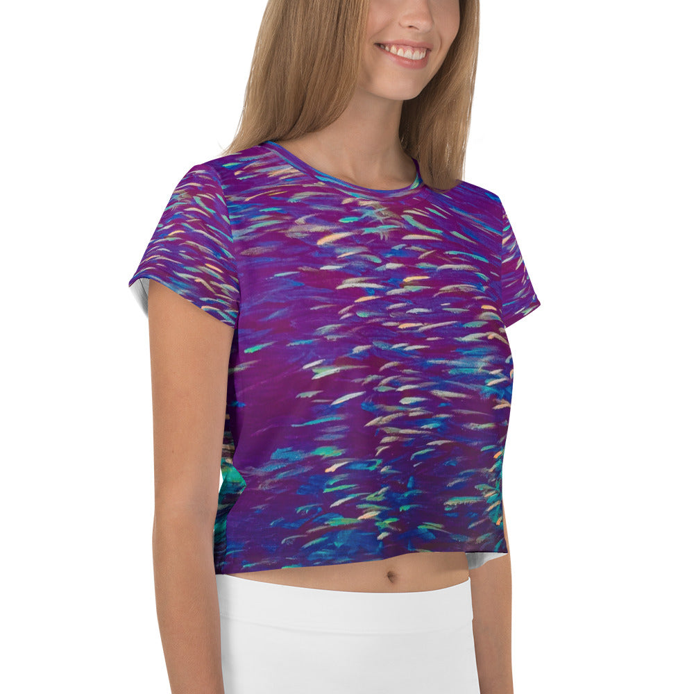 Fish Purple Multicolor Crop Tee