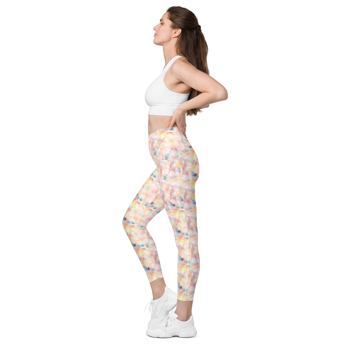 Bright Sand Crossover leggings with pockets