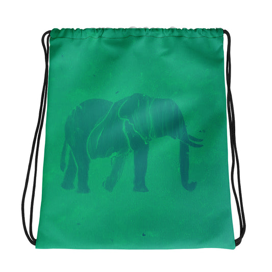 Bright Green Elephant Drawstring bag