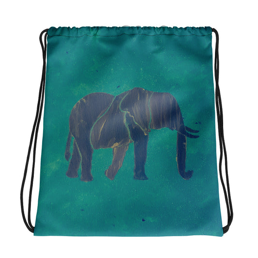 Teal Elephant Drawstring bag