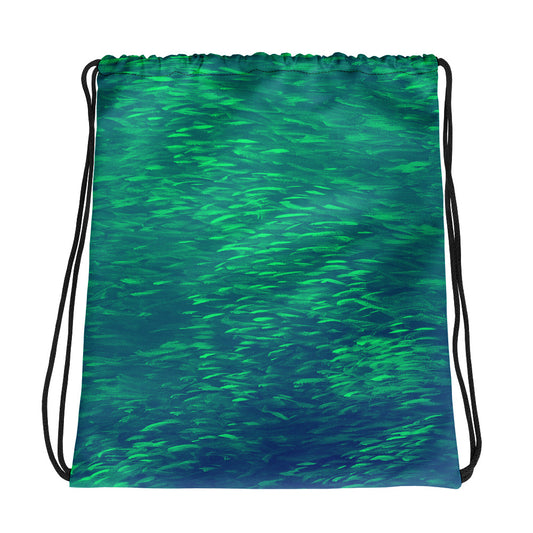 Fish Neon Green Drawstring bag