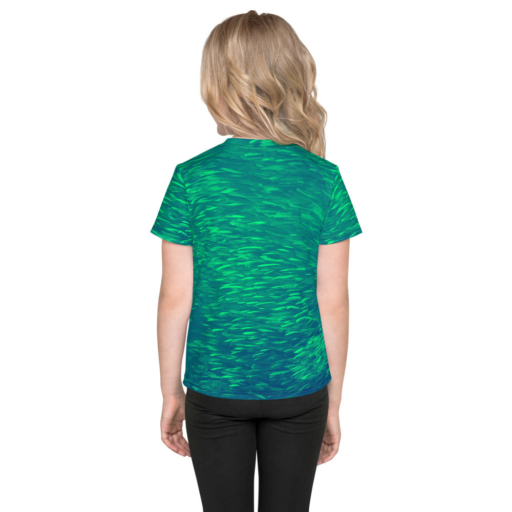 Fish Bright Green Kids crew neck t-shirt