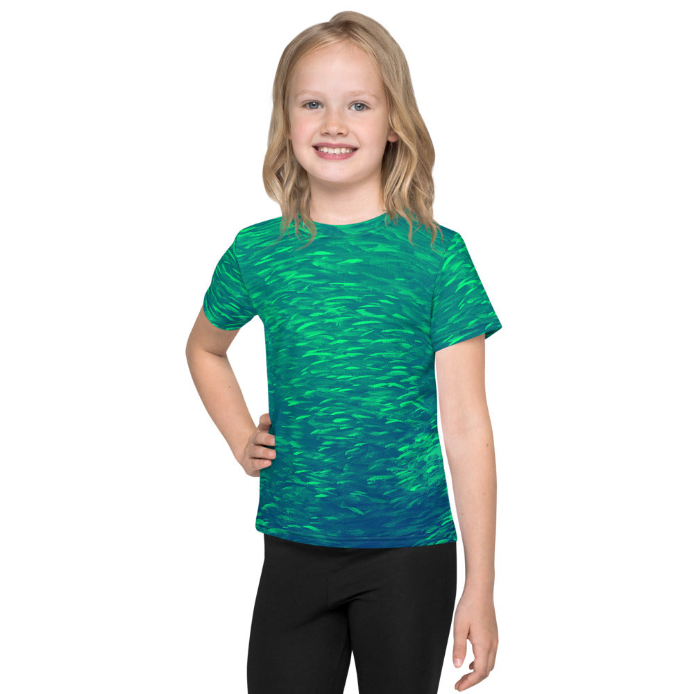 Fish Bright Green Kids crew neck t-shirt