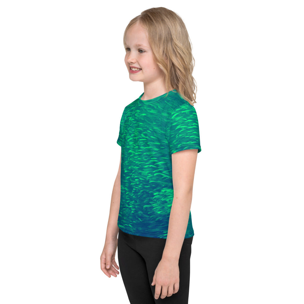 Fish Bright Green Kids crew neck t-shirt