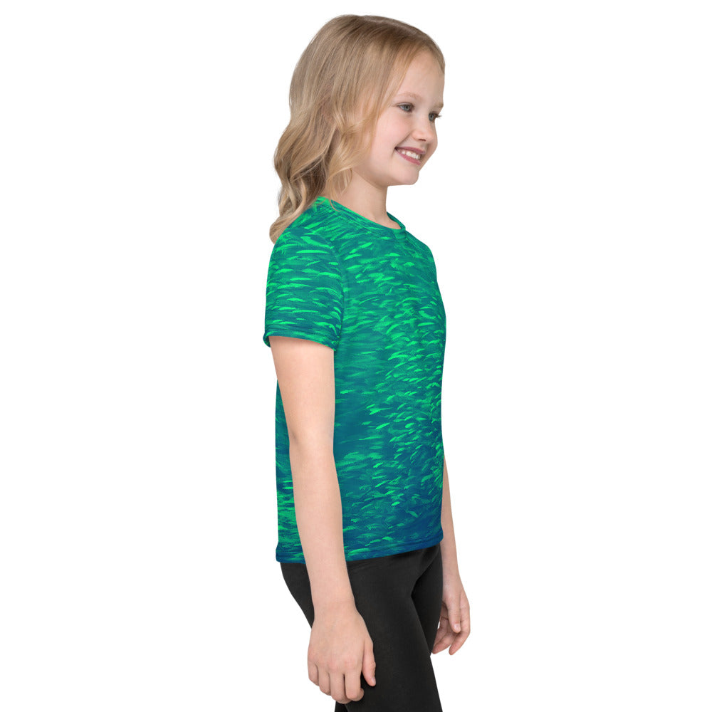 Fish Bright Green Kids crew neck t-shirt