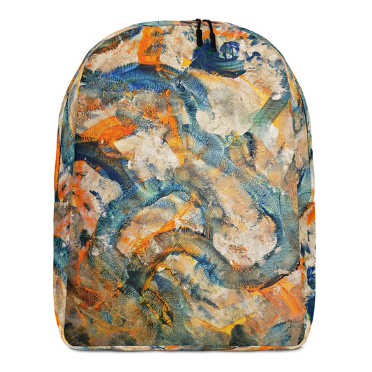 Blue Orange Art Original Minimalist Backpack