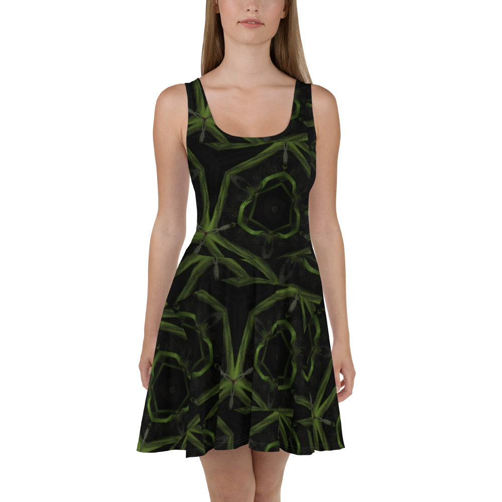 Black & Green Skater Dress