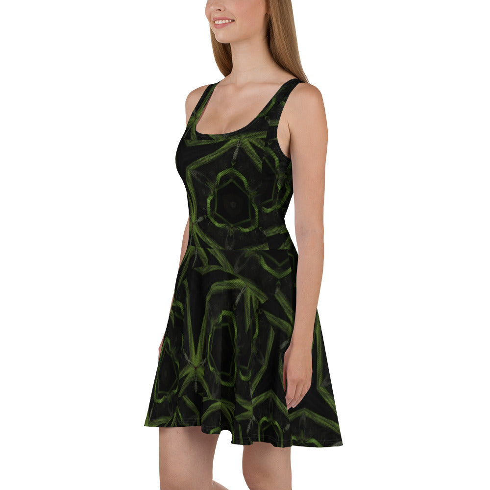 Black & Green Skater Dress