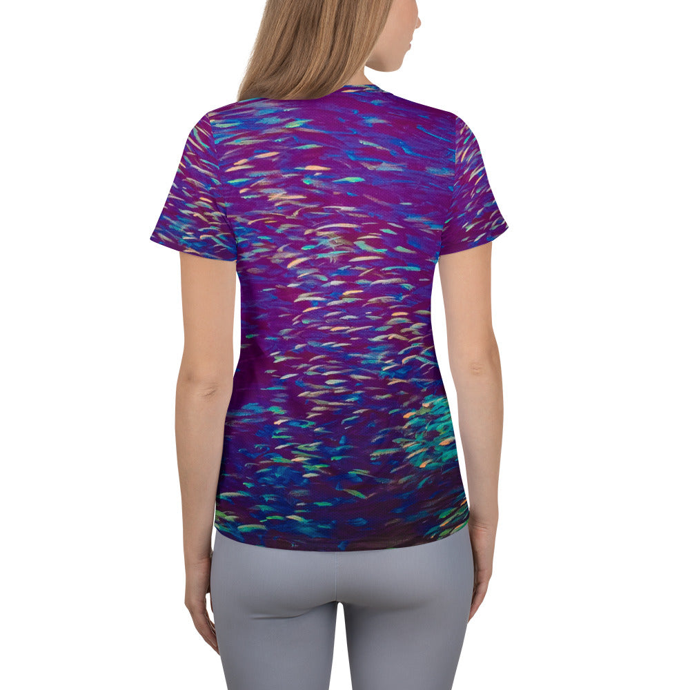 Fish Multicolor Purple Women's Athletic T-shirt