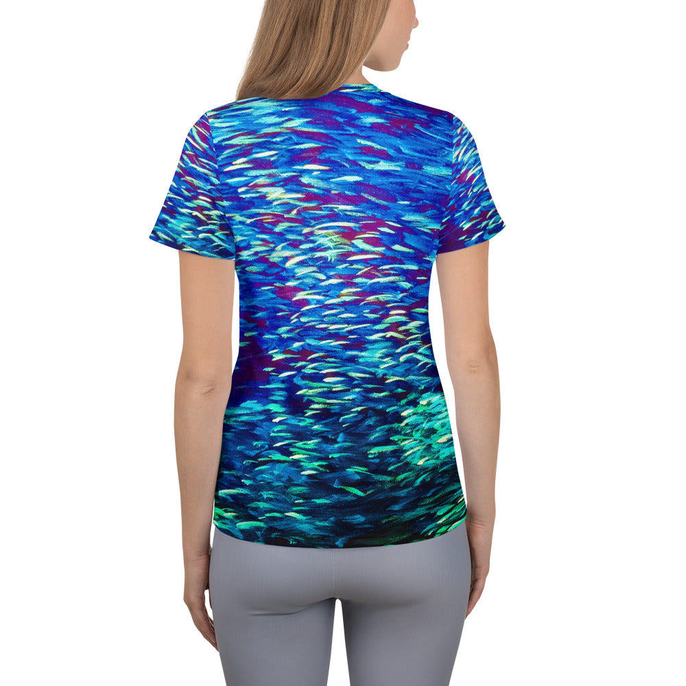 Fish Multicolor Blue Women's Athletic T-shirt