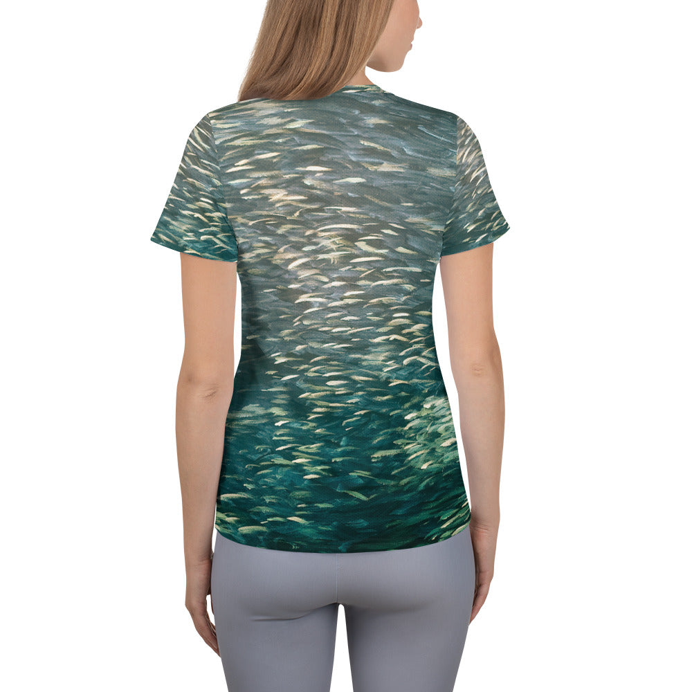 Fish Green Women's Athletic T-shirt