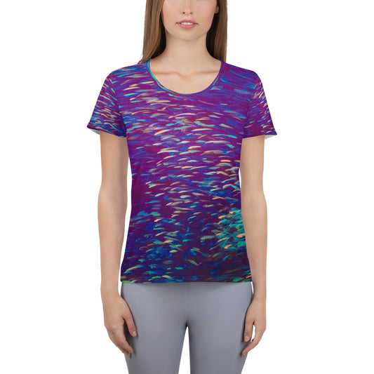 Fish Multicolor Purple Women's Athletic T-shirt